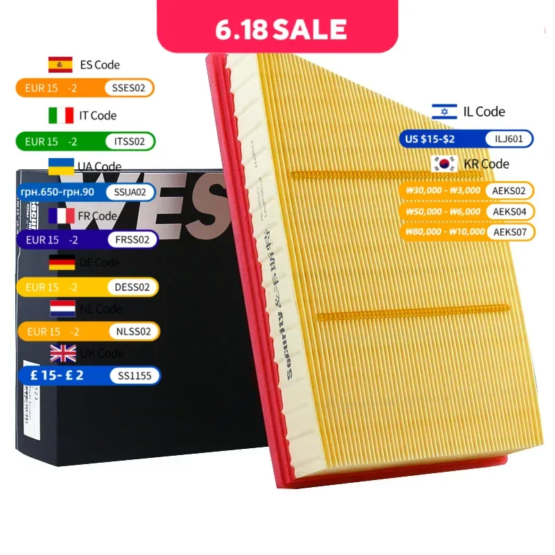 

For Land Rover Discovery Sport, LR2, Range Rover Evoque, 2012-2017 WESTGUARD Air Filter MA9523 LR029078 BJ32-9601-AA CA11485