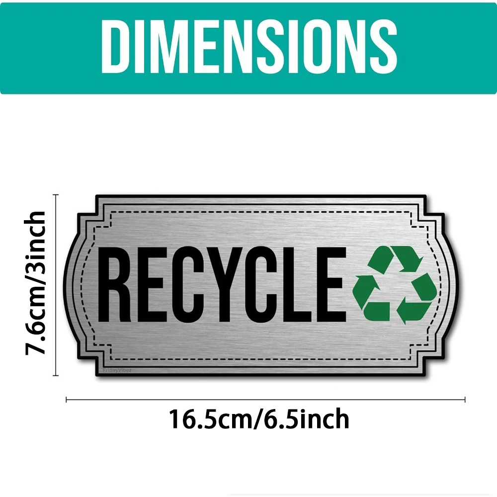 2Pcs Recycle and Trash Stickers for Trash Cans, Vinyl Recycling Bin Labels, Decals Logo, Waste Signs for Home Kitchen Office