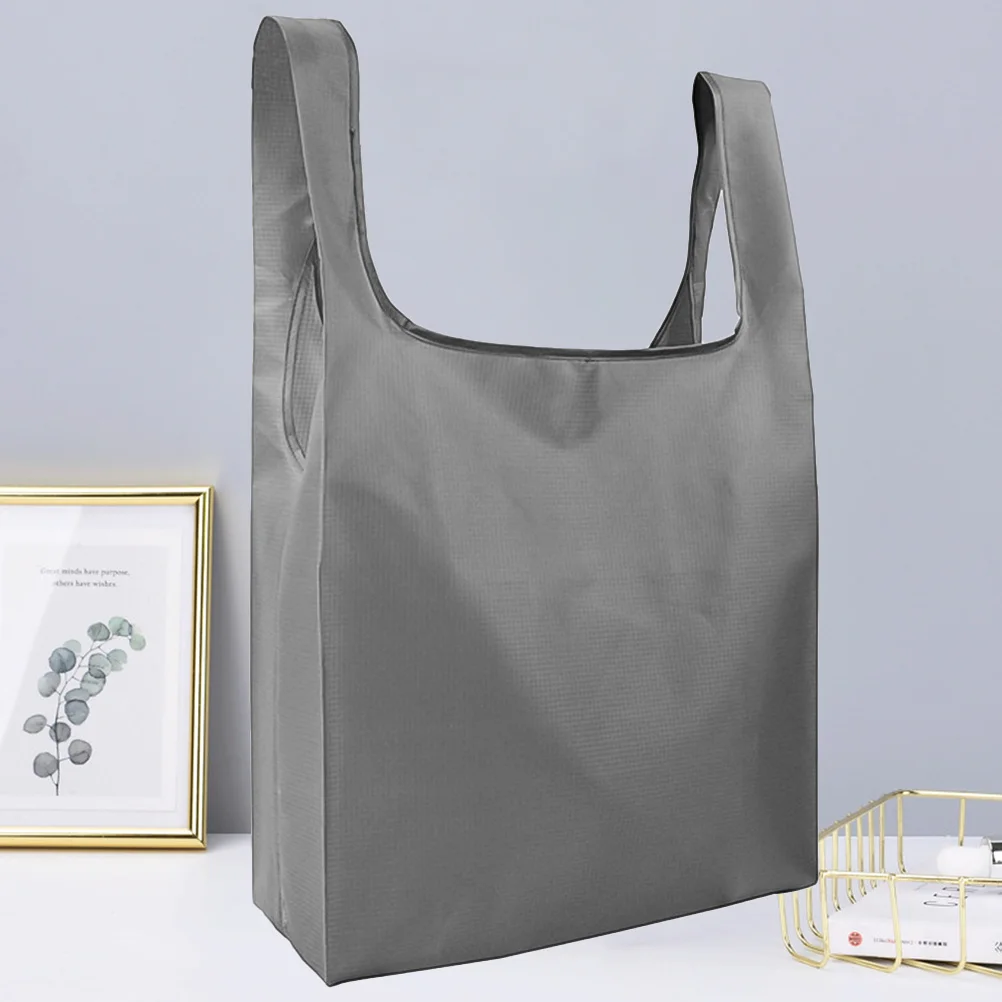

Foldable Grocery Bag Oxford Fabric Reusable Shopping Tote Portable Washable Large Volume Pattern Design Grey Home Shopping Bags