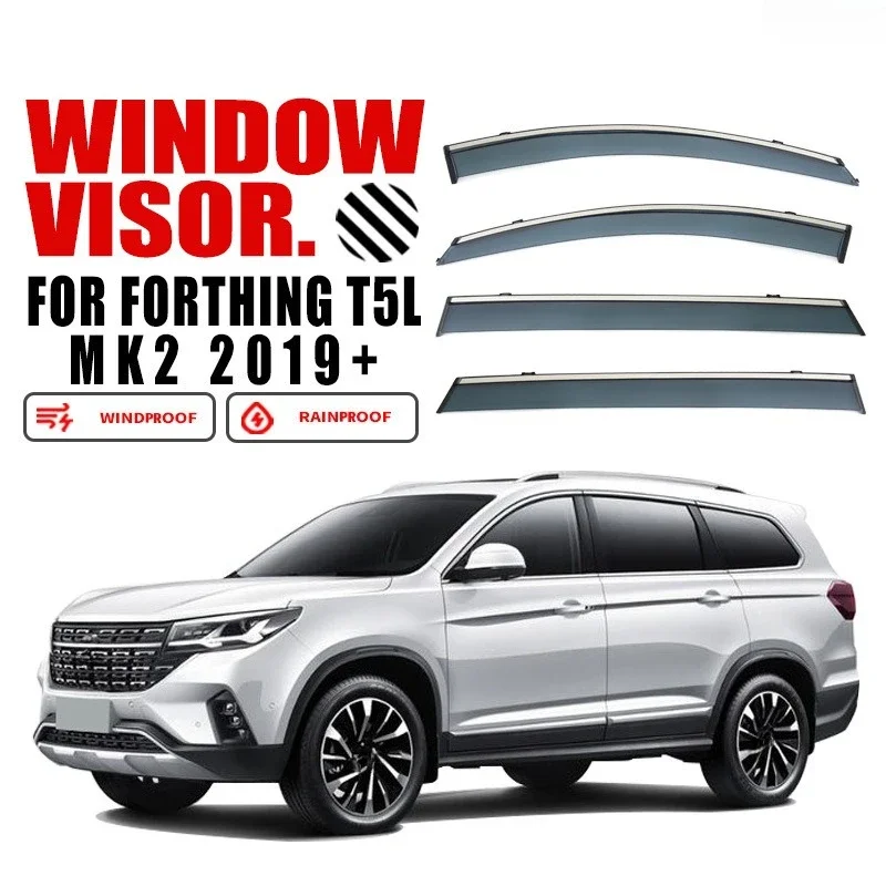 

Хромированные полоски, защита от дождя для Dongfeng FORTHING T5L 2019- оконный козырек, ветровые дефлекторы, дверной козырек, вентиляционные шторы, вентиляционный козырек