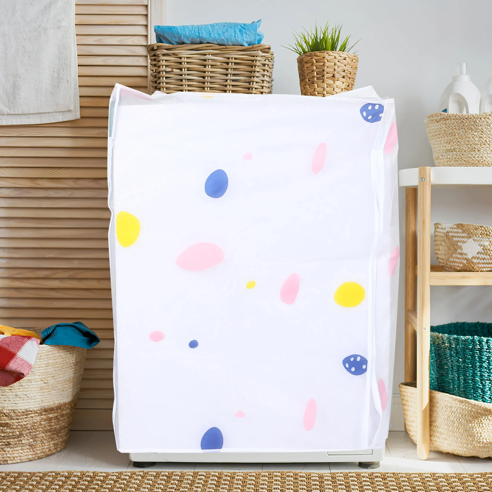 

Stylish Washing Machine Cover 60x55x82cm Colorful Pattern Peva Waterproof Protector Anti-Dust Scratch Resistant with Zipper