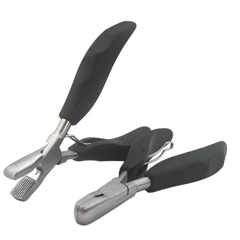 

1Pc Black Flat Shape Plier with Small Grooves Pre-Bonded Hair Extension Clamp
