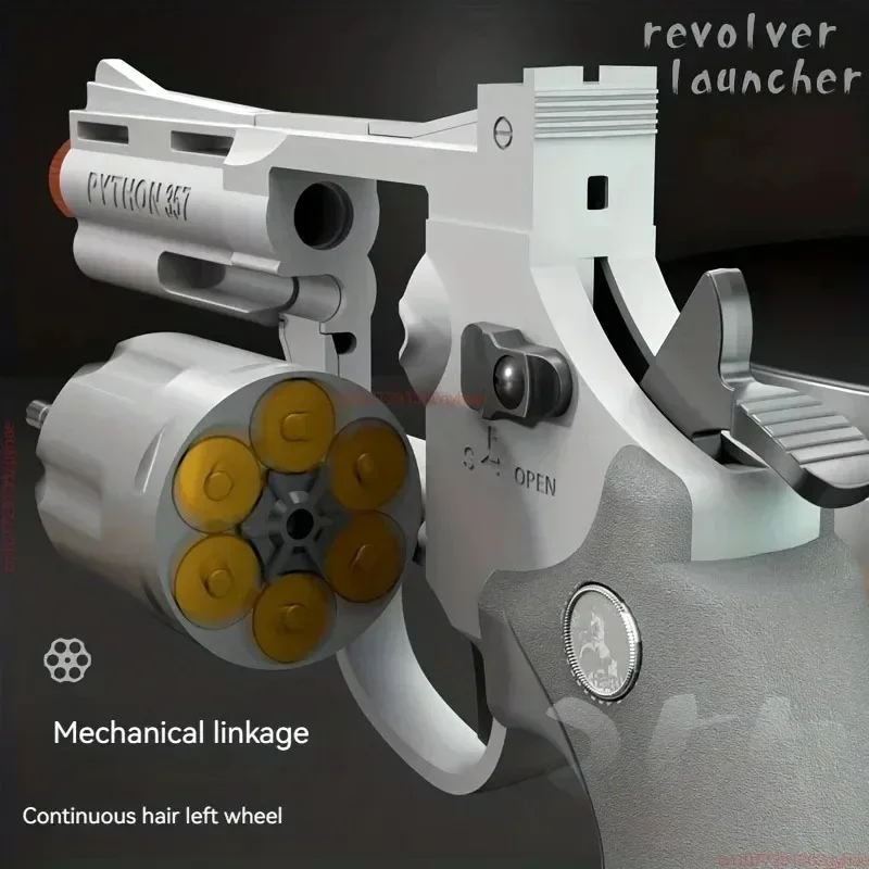 ZP5 357 Revolver Launcher Continuous Shooting Gun Soft Bullet Smell Toy Outdoor CS Weapon for Kids Adults