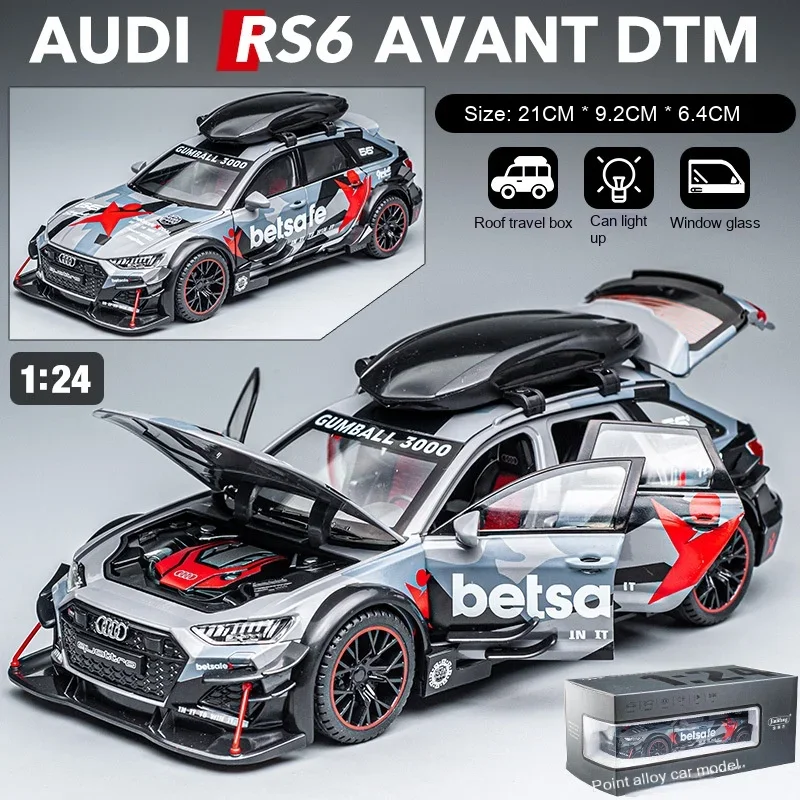 1/24 Audi RS6 veicoli modificati modello di auto giocattoli in lega pressofuso con tirare indietro la luce e il suono modello di auto ragazzi regali per bambini 1