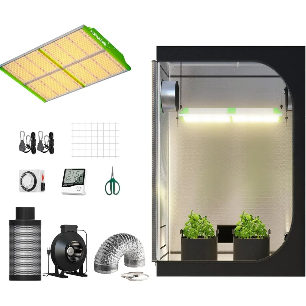 

Grow Light 48"X24"X72"Indoor Grow Tent 4" Filter Exhaust Fan Ventilation Kit, Accessories Complete for Hydroponic Plant Growing