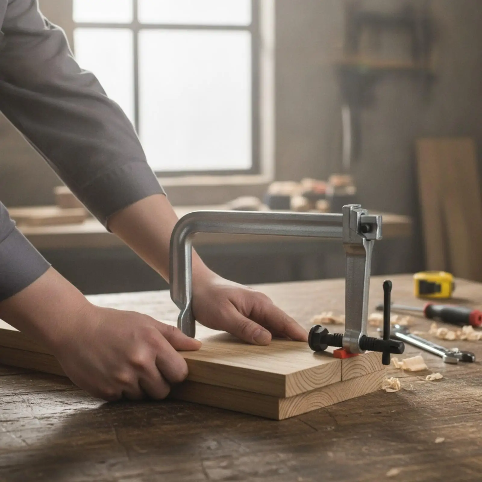 Heavy Duty F Clamp Fixture with T Handle Chrome Vanadium Steel Bar Clamp for Woodworking Fabrication Joining Assembly Workbench