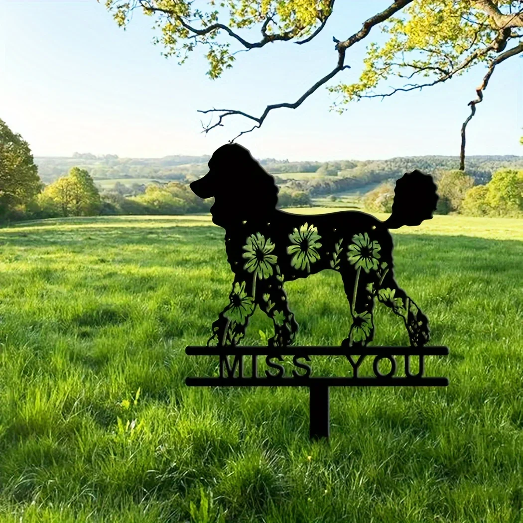 

1pc Poodle Memorial Stake Sign Pet Grave Markers Metal Decor Sign with Stake Pet Loss Gift Sympathy Sign Remembrance Metal Stake