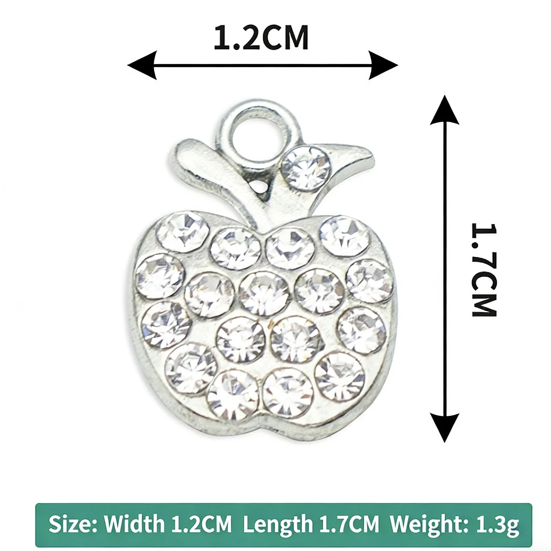 12-piece set of diamond-studded apple-shaped alloy DIY bracelet, necklace, single pendant, decorative pendant