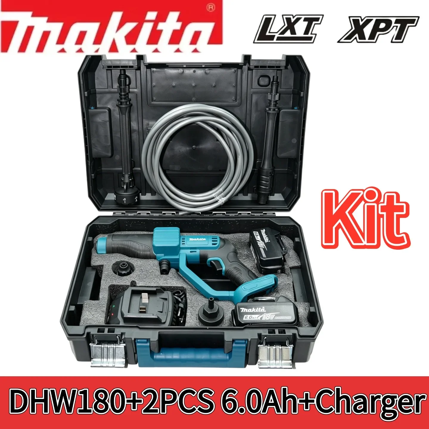 Makita DHW180 cleaning machine lithium battery 18V car wash gun outdoor portable high-pressure water gun has five spraying modes