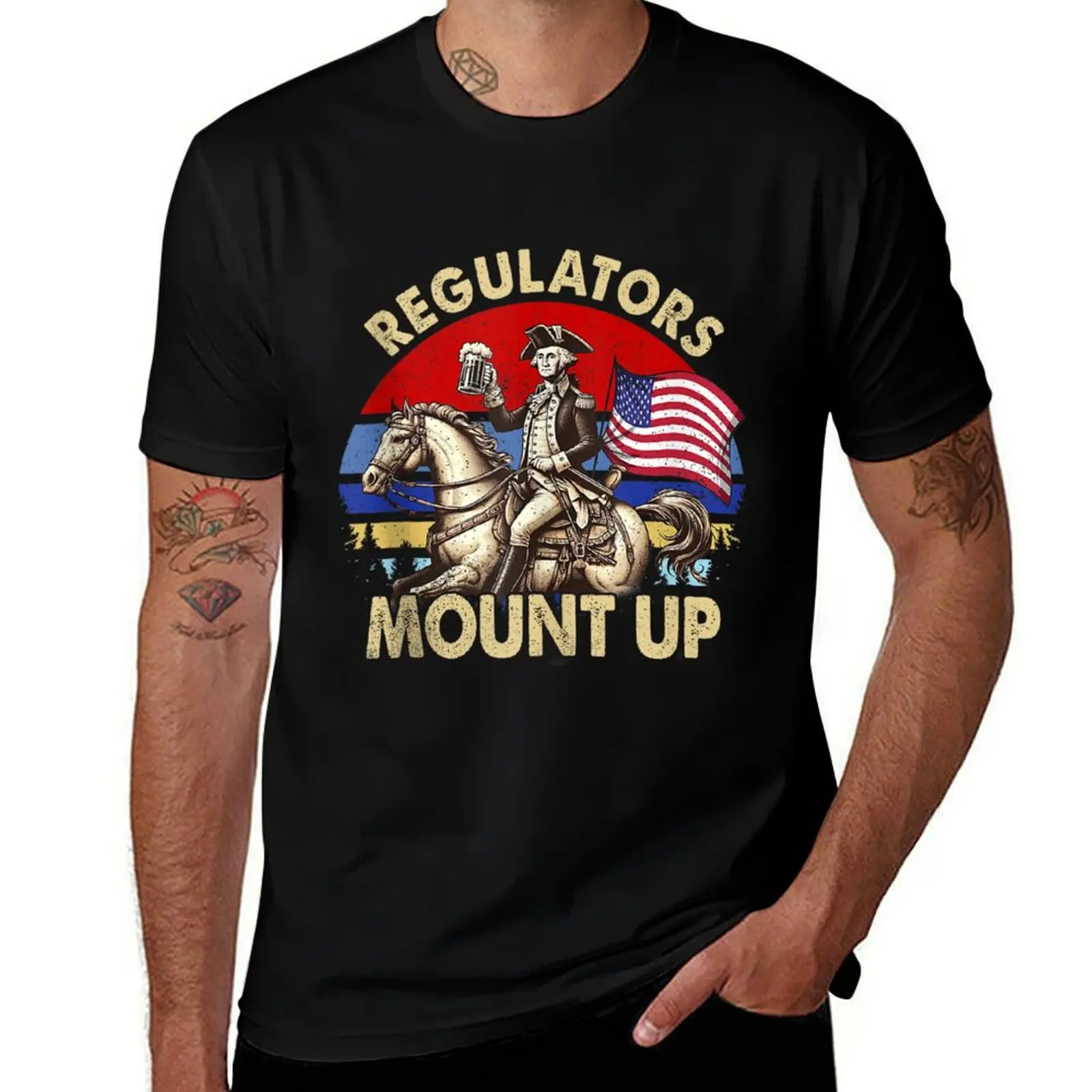 Regulators Mount Up 4th Of July T-Shirt Basic Crew Neck Short Sleeve Top
