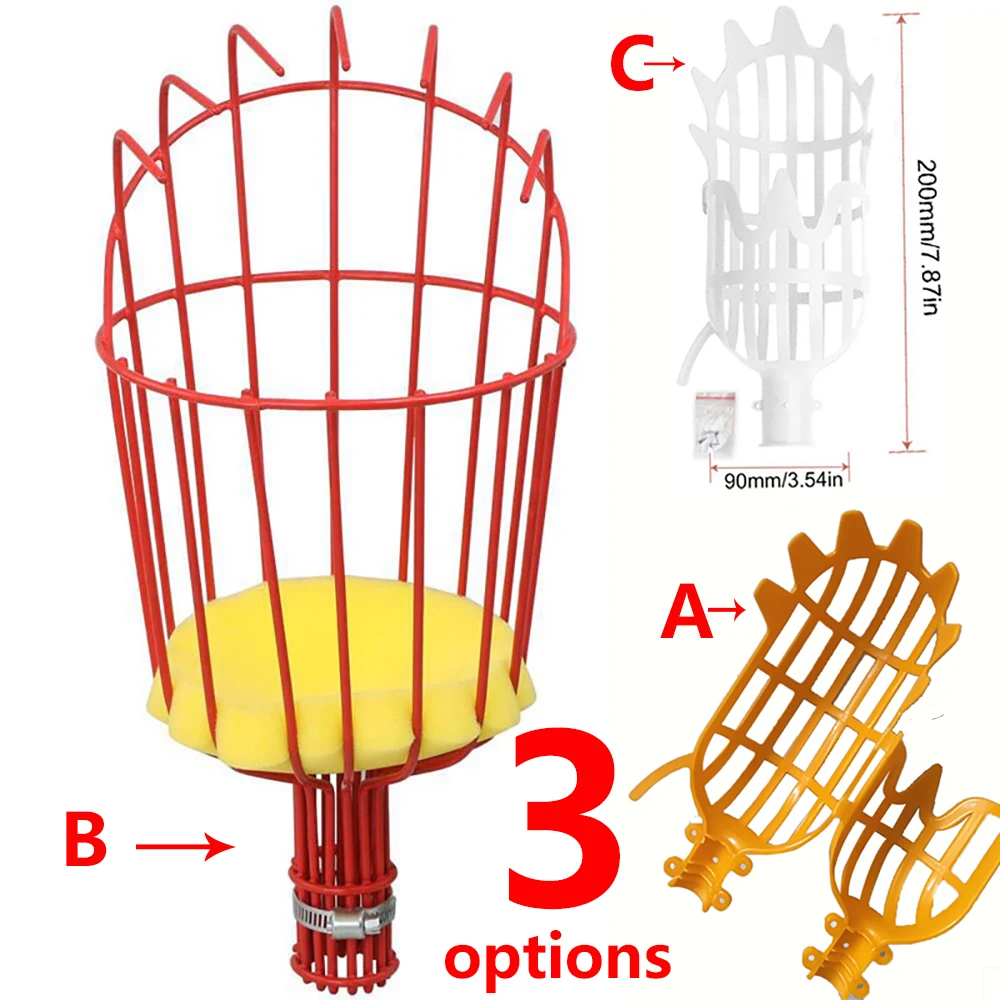 Obstpflückerkopf aus Metall/Kunststoff ohne Stange, Obstsammler, Erntepflücken, Apfel, Zitrus, Birne, Garten-Handwerkzeuge