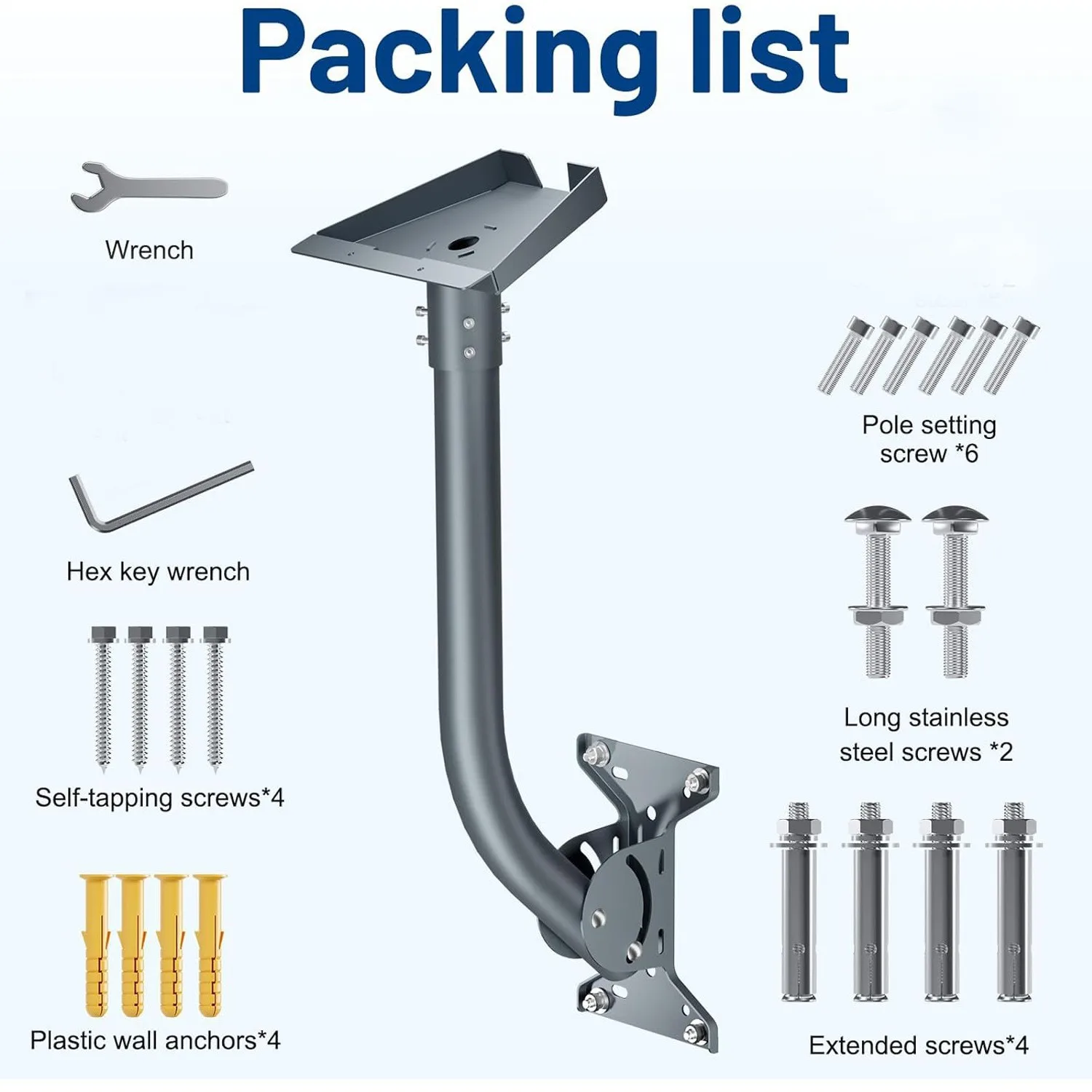 V3 Adjustable Elbow Pipe Bracket Roof & Floor Mount Outdoor Marine Support