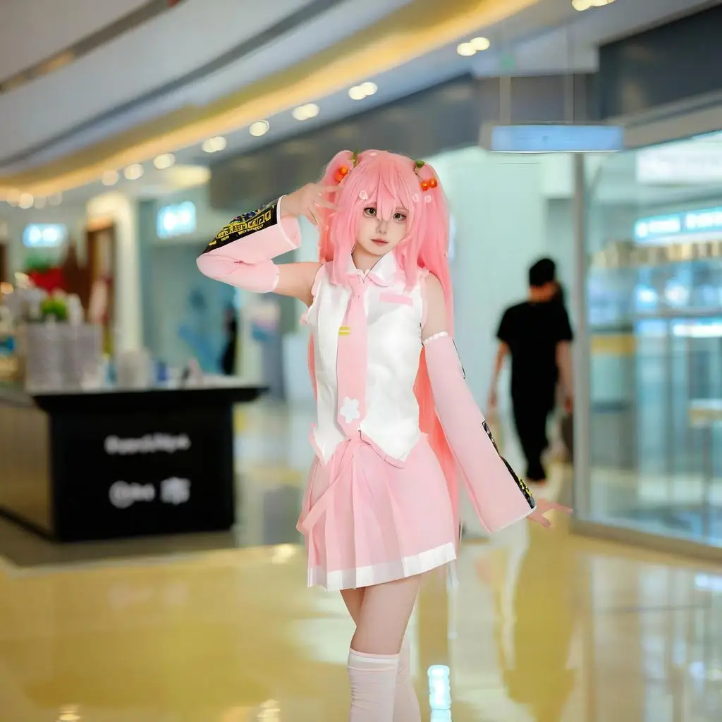 Nuevo disfraz de Cosplay de Miku rosa, ropa de Hatsune Miku MIKU, disfraz de Cosplay de Anime, falda JK, traje de Miku rosa, accesorios de peluca para Halloween