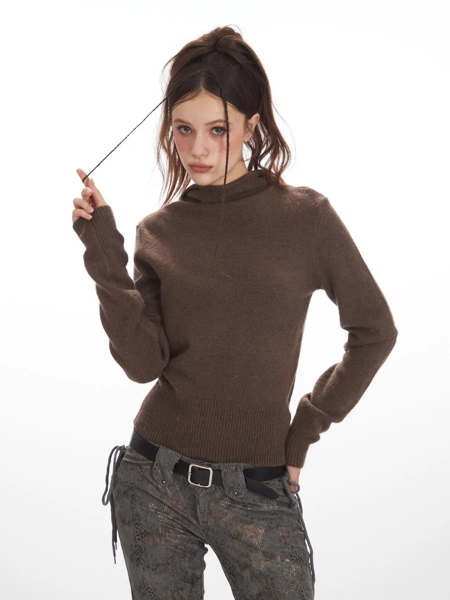 Slim Fit Hooded Knitted Designer Winter Clothes Women Girl Elegant Womens Sweaters Long Sleeve Tops Office Ladies Y2k Streetwear