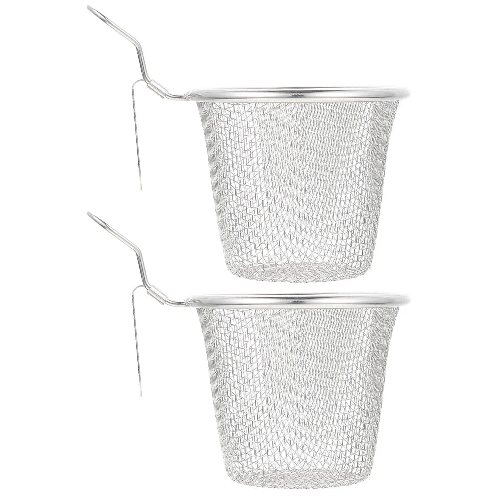 2 Pcs Hot Pot Stainless Steel Colander Portable Noodle Strainers Kitchen Mala Tang Silver