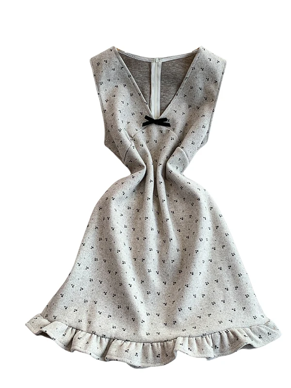 Dolce floreale V-ne Svel Dr Gonna a trapezio a vita alta autunno inverno da donna Ele Garza di lana Bell-Dr