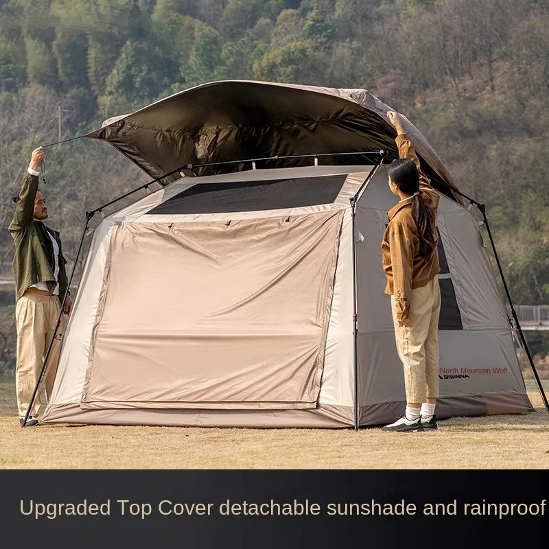 Cain Tent Quick Automatic Opening Tent Canopy 2-in-1 Outdoor Camping Tents 5-8 P Titanium Glue Sun Protection Camping Equipment