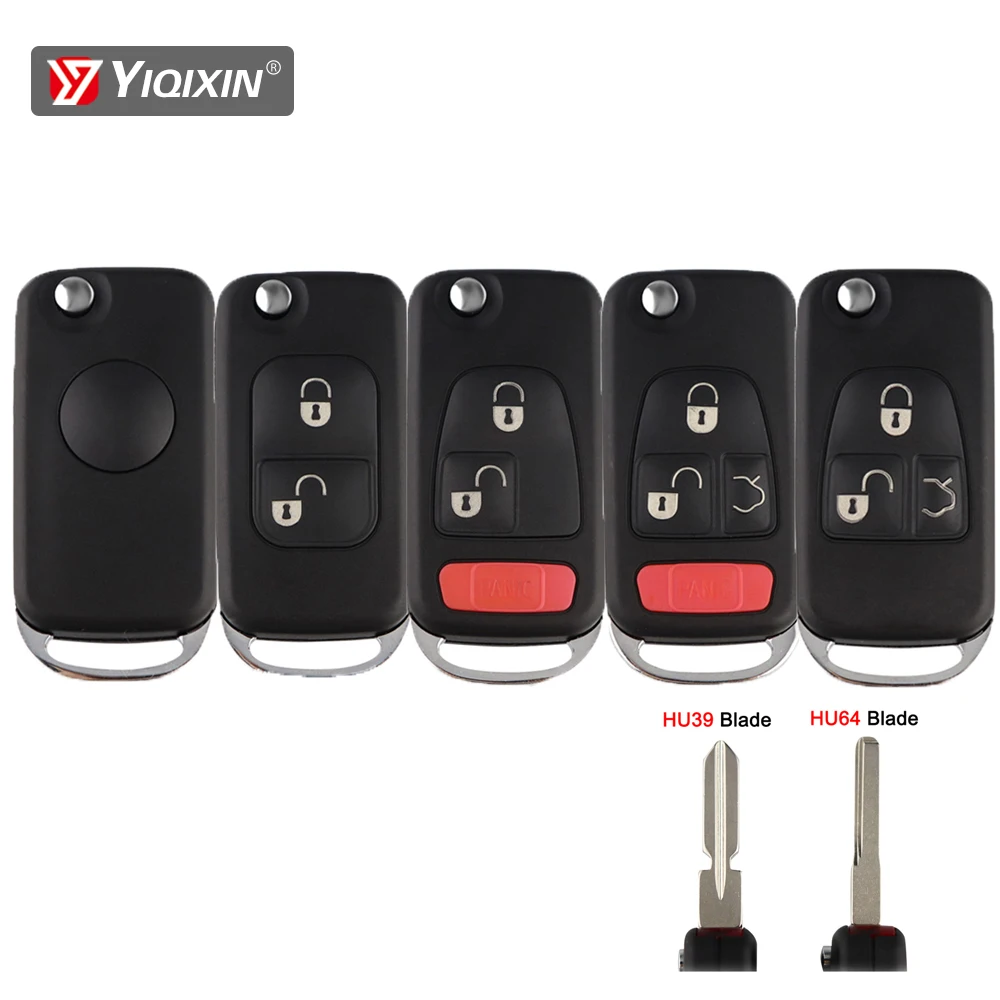 YIQIXIN Flip Remote Car Key Shell For Mercedes Benz A C E ML C CL S SL SE SEL SLK W124 W168 W202 W203 Uncut HU39 HU64 Blade