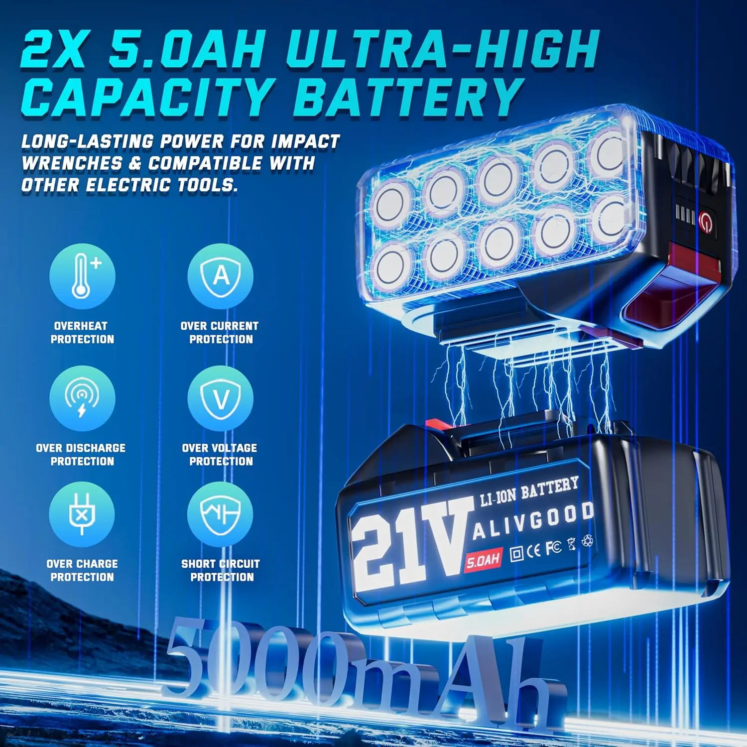 Llave de impacto eléctrica inalámbrica (2000N.m/1500Ft-lbs)