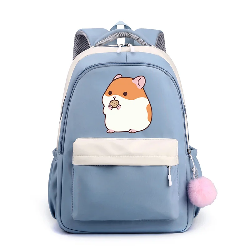 Ransel sekolah pola Hamster lucu tas sekolah Harajuku kartun ransel ritsleting kapasitas besar kualitas tinggi