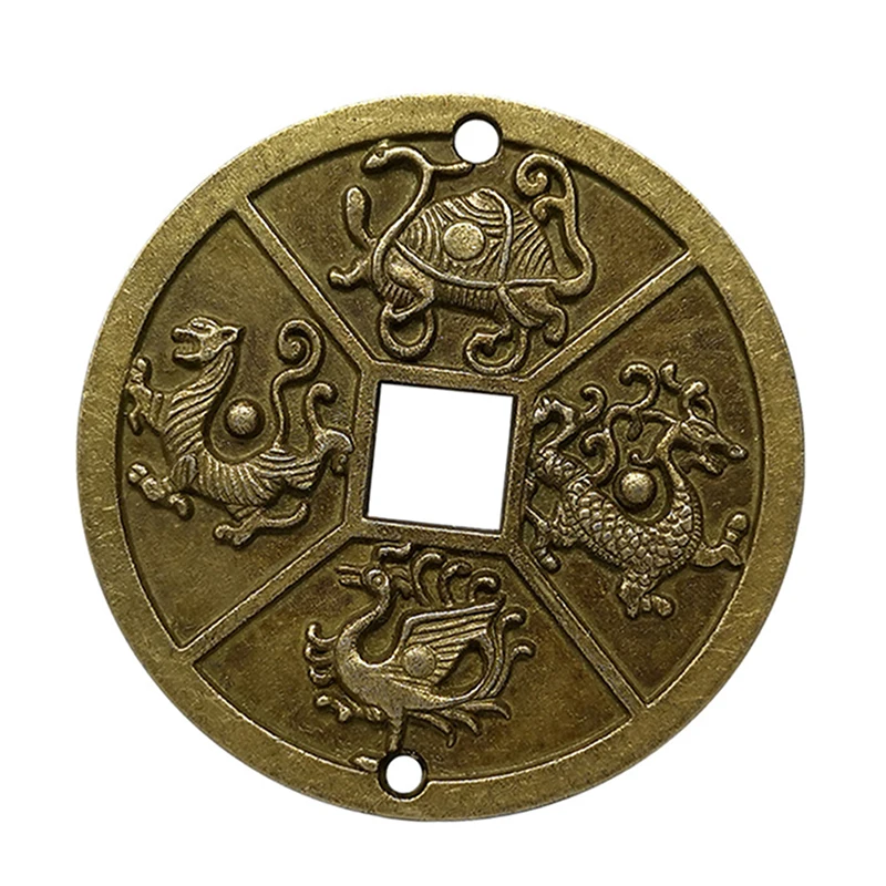 1PC Ancient Chinese Four Celestial Animals Mythical Creatures Feng Shui Coin Brass Lucky Coin Good Fortune Collection Gift.