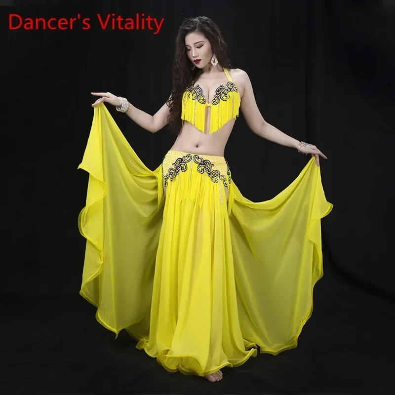 New belly dance performance suit, dynamic tassel oriental dance professional competition, High swing skirt suit Women dance Set