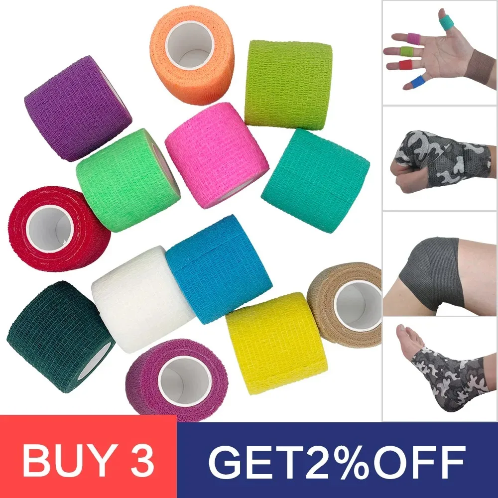 Colorful Sport Self Adhesive Elastic Bandage Wrap Tape 4.8m Elastoplast For Knee Support Pads Finger Ankle Palm Shoulder