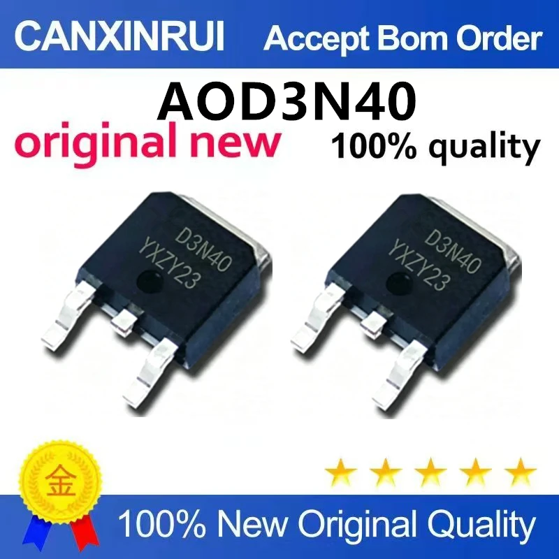 (5pcs-100pcs)Brand new original AOD3N40 field-effect MOS transistor 3A 400V patch TO252 D3N40