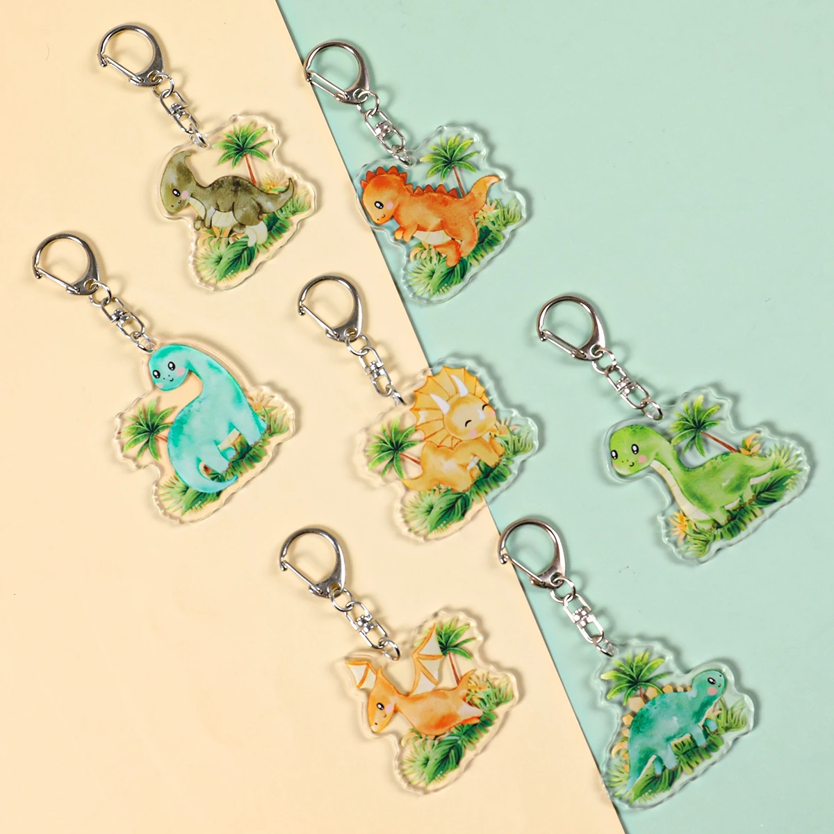 Dinosaur Keychain Jungle Safari Keychain Jungle Animal Birthday Party Decoration Kids Boy Baby Shower Party Favors Supplies