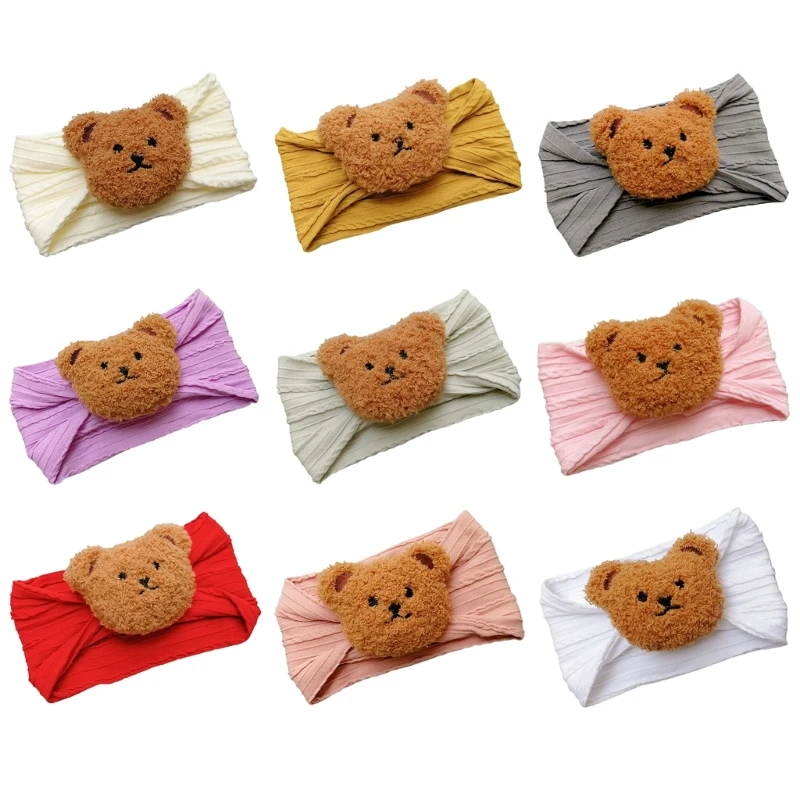 Children's Turban Headband Cartoon Bear Twisted Hairband Solid Color Headwear