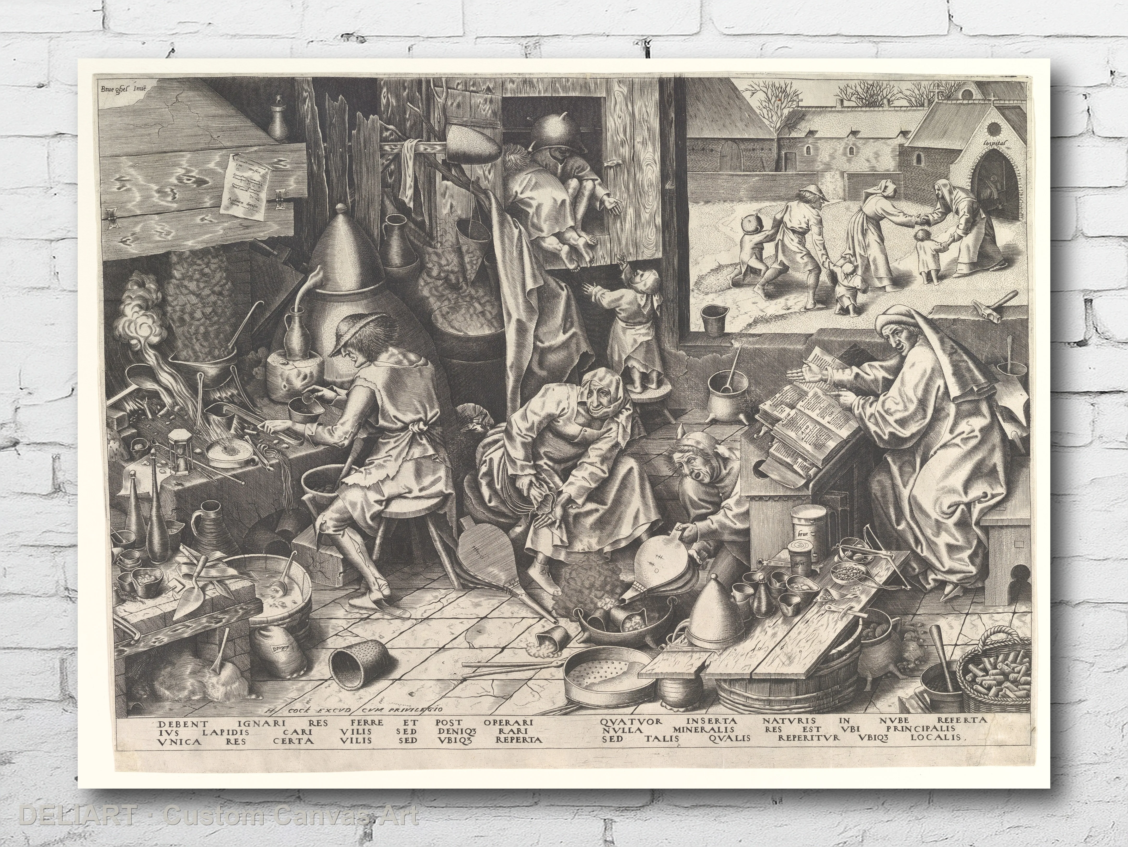 The Alchemist by Pieter Bruegel the Elder - Landscape Fine Art Canvas Wall Art Poster Print Vintage Home Decor Unframed