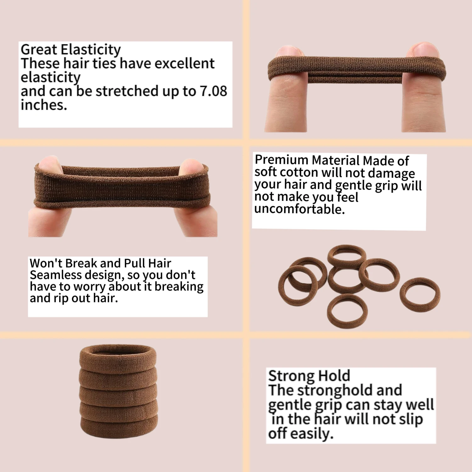 50/100pcs High Elastic 4cm Hair Bands for Women Girls Black Coffee Brown Seamless Hair Ring Rope Hair Scrunchies Accessories