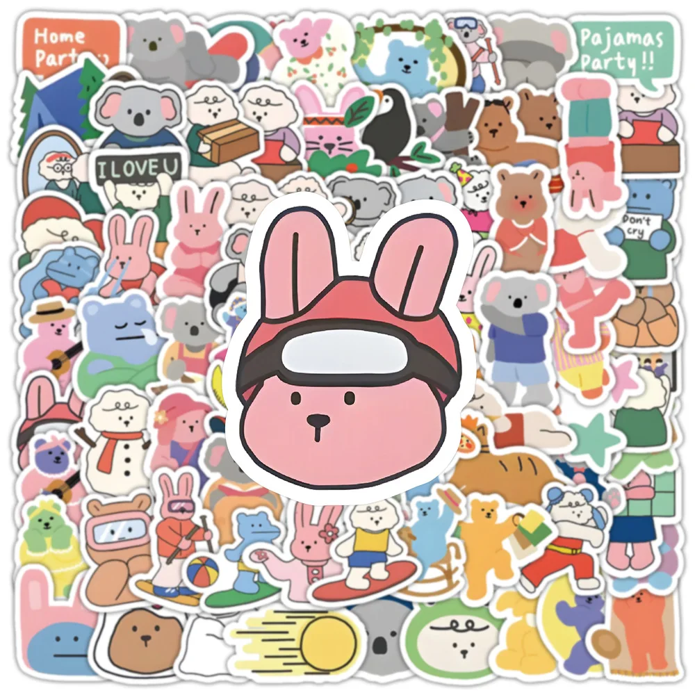 10/30/50/100pcs  Cute South Korea Bear Cartoon Graffiti Stickers Motorcycle Water Cup Guitar Laptop Phone Decorative Stickers