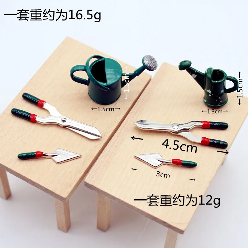 Kawaii 1:12 Dollhouse Mini Garden Simulation Water Bottle Iron Scissors Shovel Tiny Ornaments for Outdoor Micro Landscape Decor