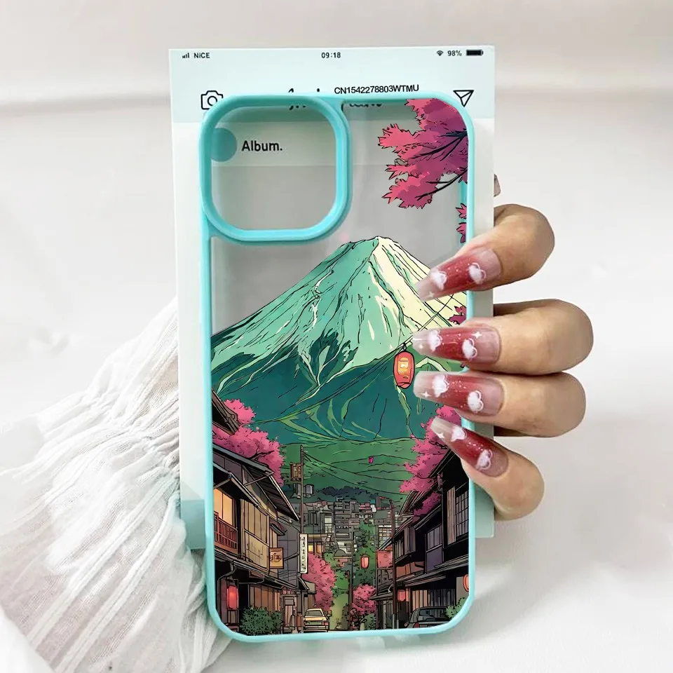 اليابان أنيمي الغروب الجبل المشهد جراب هاتف آيفون 17 16e 16 15 14 13 12 11 الهواء برو ماكس X XR XSMAX 8 زائد غطاء فاخر