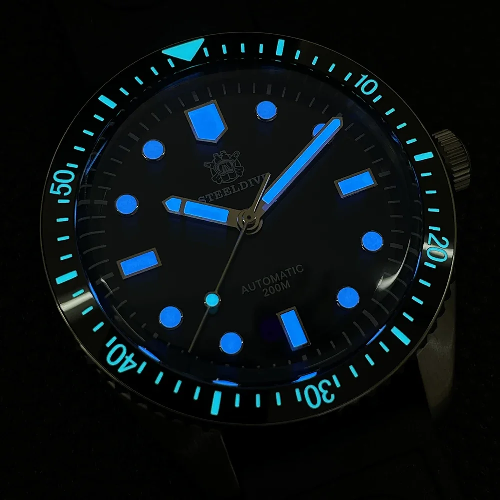 STEELDIVE SD1965 Stainless Steel 42MM Black Dial Blue Luminous NH35 Automatic Movement 200M Waterproof Mens Dive Watches