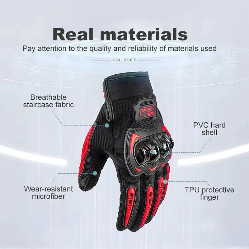 Motorcycle Gloves Black Racing Genuine Leather Motorbike Road Riding Team Glove Men Summer Winter Cycling Gloves