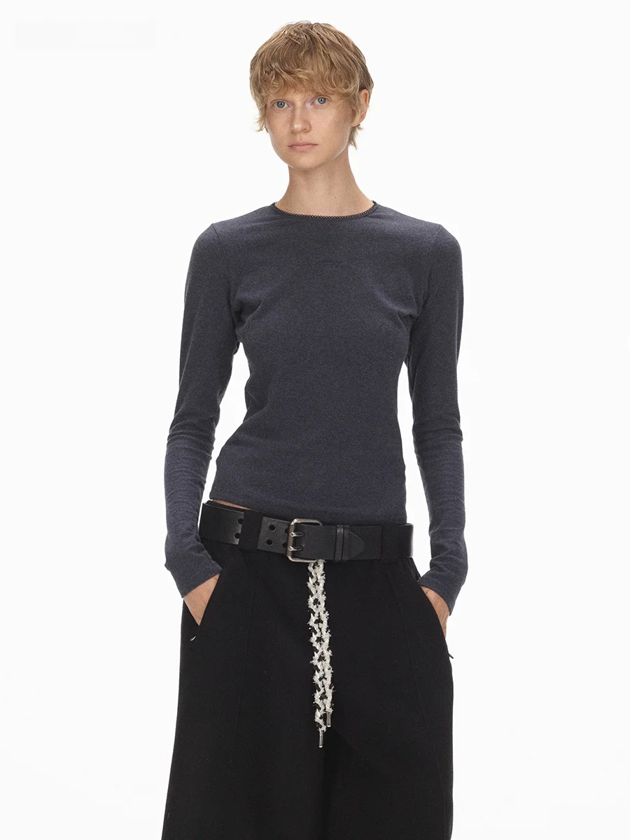 

Ade Classic Warm Fce Trim round Nebodycon Versatile Base irt Commute Sle Long Sve ort Length Women's T-irt