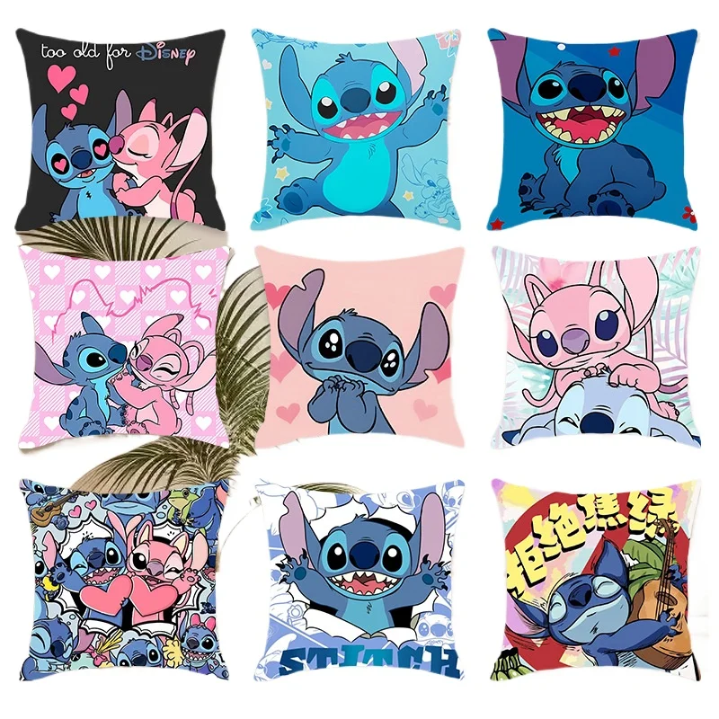 

Cartoon Cute Stitney Bedroom Living Room Sofa Decoration Pillowcase Anime Office Chair Cushion Print Single Girl Gift Pillowcase
