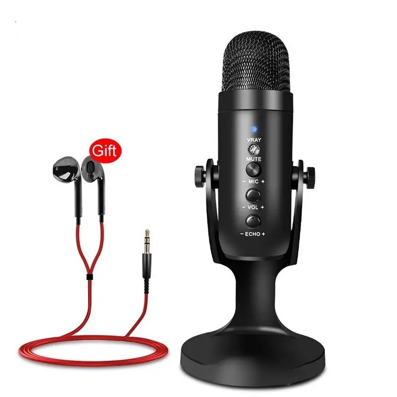 Condenser Microphone G-MARK POP4 USB Tabletop Mic ASMR Echo Real-Time Monitoring Cardioid For Studio Recording YouTube Live