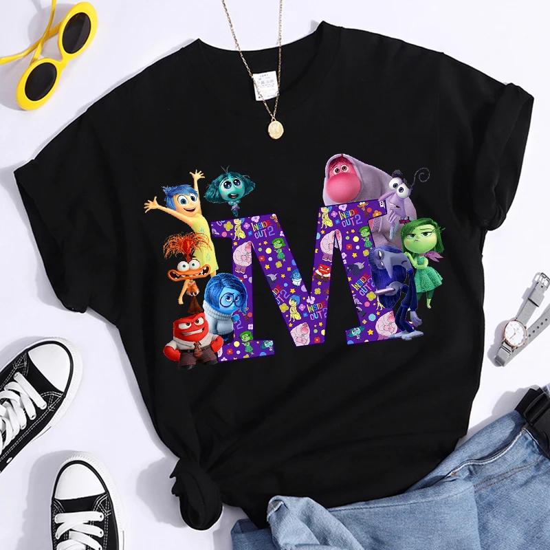 Disney Inside Out 2 Woman Zomer Katoenen T-Shirt Man Korte Mouw Kleding Volwassen Anime Casual Kleding Mode Bedrukt Tops 2024