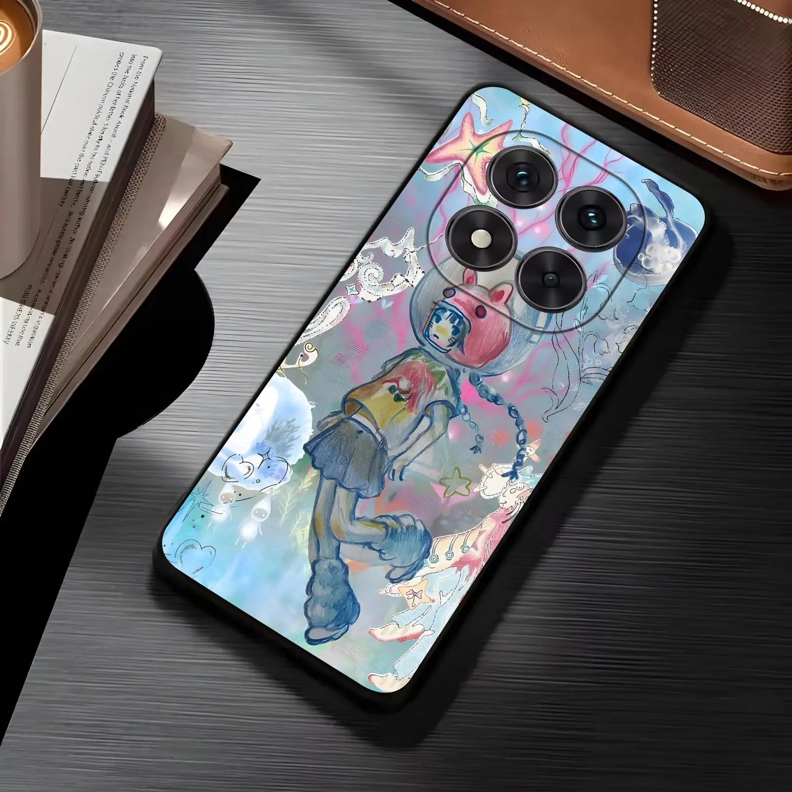 Phone Case For Redmi Note17 15 14 13 12Pro Plus 5G 14C A3 Anti-Drop Soft Black Case Japanese painting style