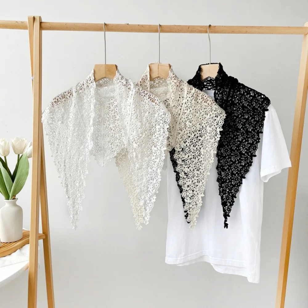 

Lace Design Fake Collar Scarf Simple Flower Triangle Shape Triangle Scarf All-match Style Summer Fabric Flower Scarves