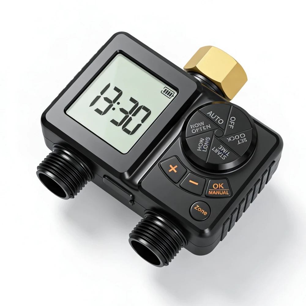 

Программируемый 2-зонный таймер для сада с аккумулятором 2000 мАч, IPX6, клапан для полива, автоматический контроллер орошения газонов
