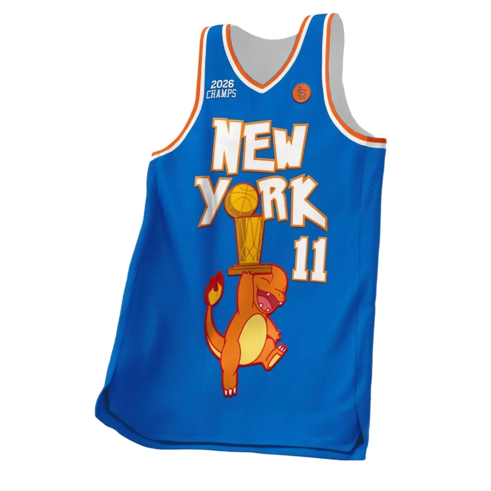 Bandai Anime Charmander New York 11 Basketball Jersey 2026 Champions Sleeveless Tank Top Hip Hop Street Sports Training Vest