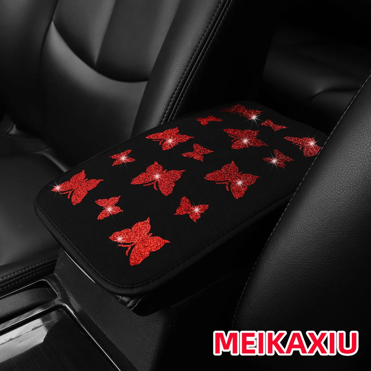 1 piękny motyl brokat Blingbling tkanina wodoodporna podkładka pod podłokietnik samochodowy 12,6 "X7,5" akcesoria samochodowe dla kobiet — zdjęcie 5