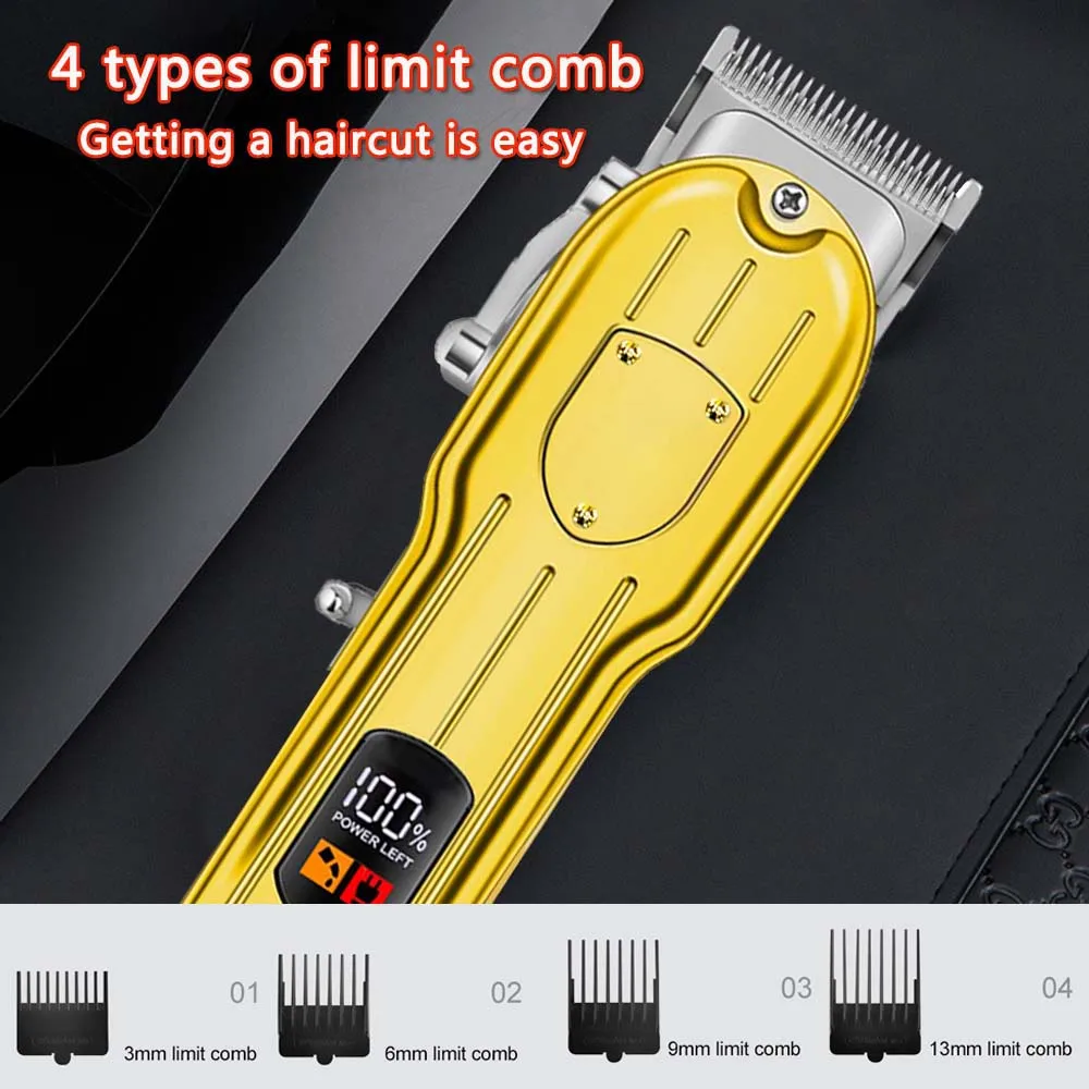 Professional Hair Clippers for Men Professional - Cordless Barber Clippers for Hair Cutting & Grooming Rechargeable Beard Trimmer USB Rechargeable Grooming Kit with 4 Guide Combs & Cleaning Brush