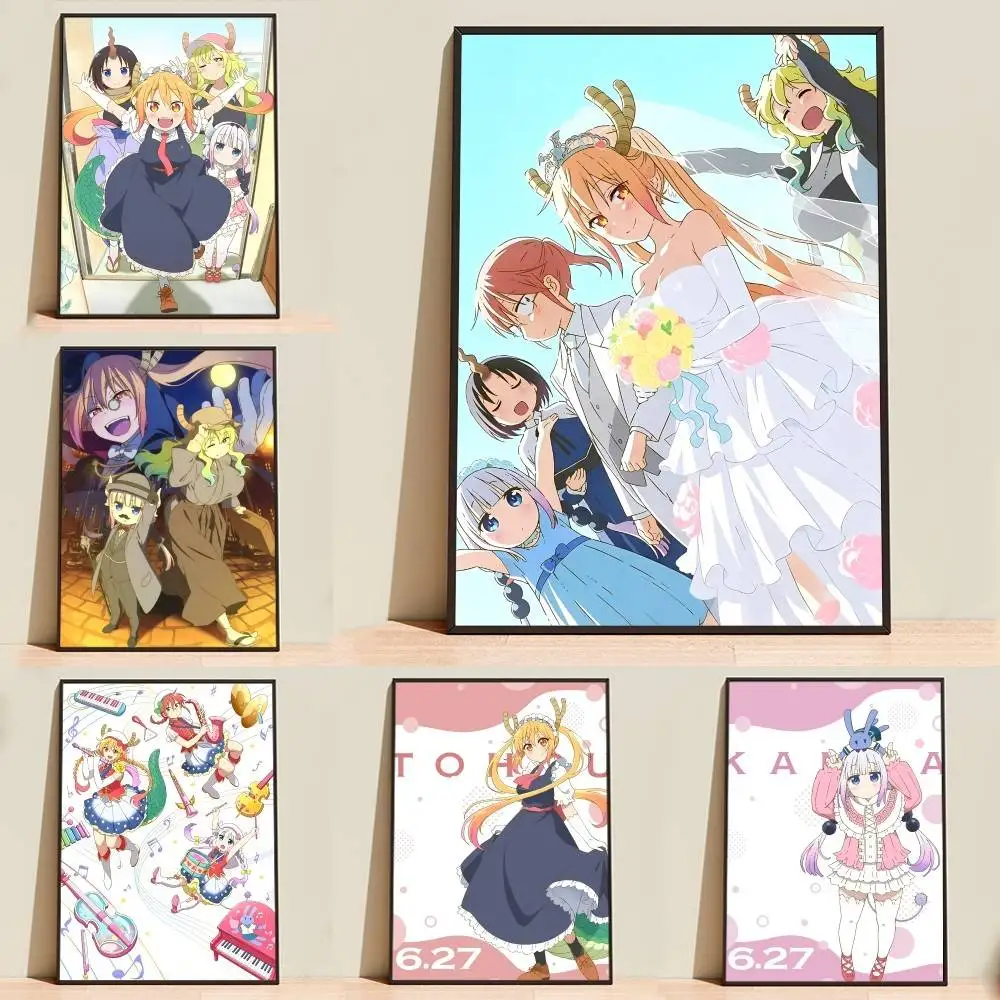 K-Kobayashi-s D-Dragon Maid Anime Poster Self-adhesive Waterproof Paper Sticker Coffee House Bar Room Wall Decor