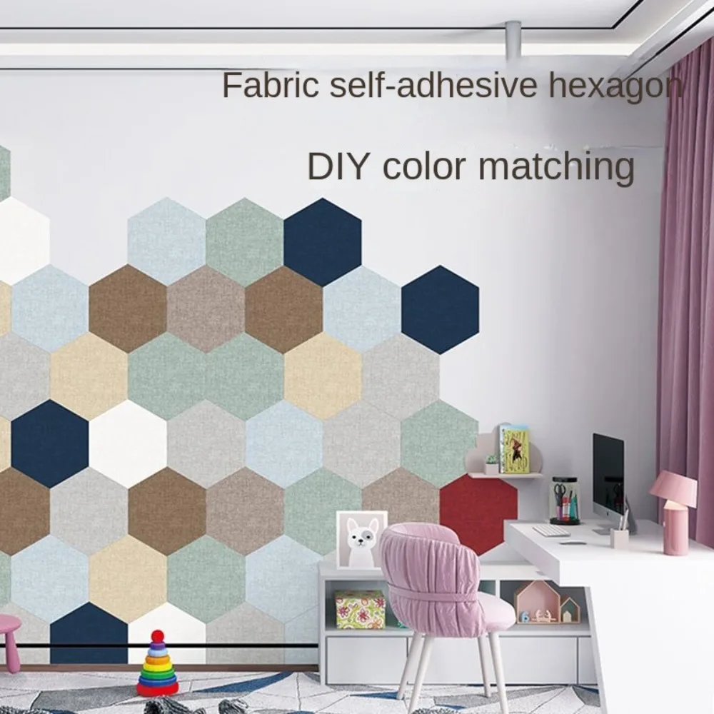 Hexagonal Fabric Self-adhesive Wall Stickers Photo Decor Kindergarten Display Wall Message Bulletin Board Stickers Home Decor