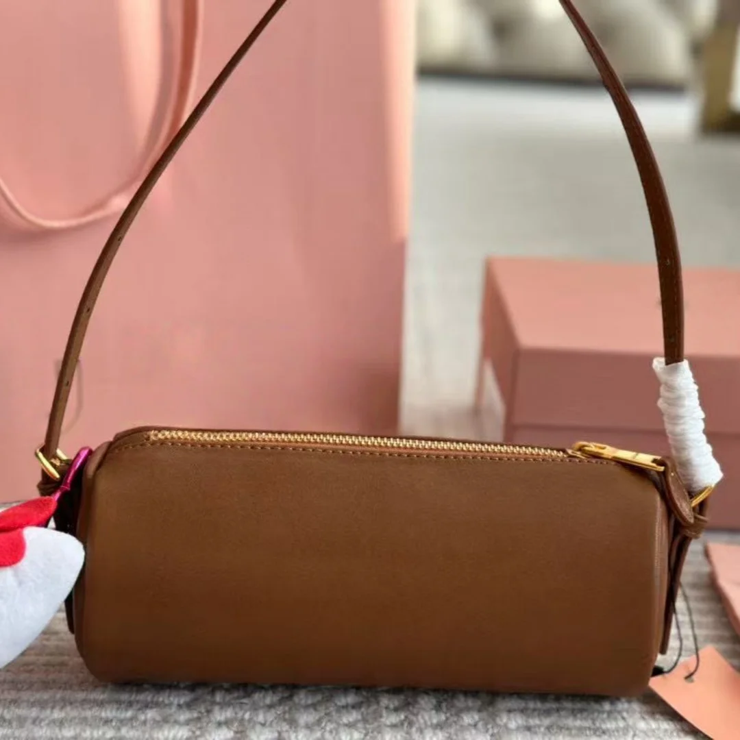 

Real Leather cylinder bag luxury designer bags 2025 new high-grade commuter Joker handbag shoulder slung underarm Women's bag